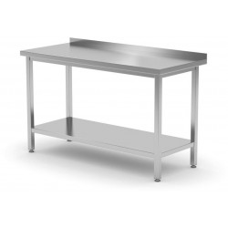Přístěnný pracovní stůl s polici, šroubovaný, hloubka 600 mm, HENDI, Kitchen Line, 800x600x(H)850mm