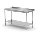 Přístěnný pracovní stůl s polici, šroubovaný, hloubka 600 mm, HENDI, Kitchen Line, 1000x600x(H)850mm