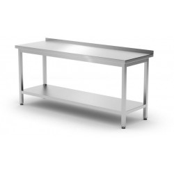 Přístěnný pracovní stůl s polici, šroubovaný, hloubka 600 mm, HENDI, Kitchen Line, 1800x600x(H)850mm