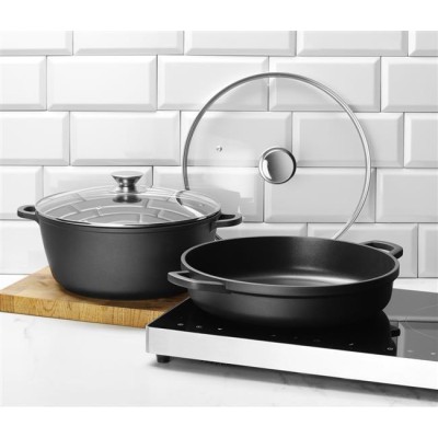 Hrnec s nepřilnavou povrchovou úpravou, HENDI, 7L, Černá, 367x290x(H)122mm