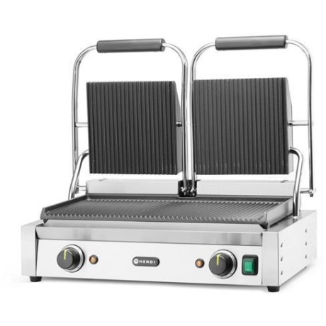 Kontaktní gril - double verze Celá vroubkovaná, HENDI, horní i spodní část vroubkovaná, 230V/3600W, 570x395x(H)510mm