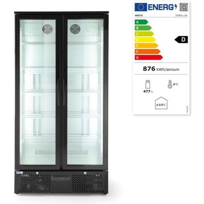 Dvoudveřová chladnička do baru, Arktic, 477L, Černá, 220-240V/365W, 900x530x(H)1820mm