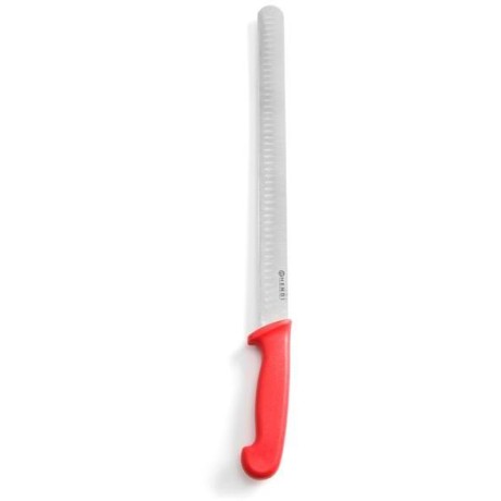 Nůž na šunku a kebab s vroubkovanou čepelí, HENDI, Červená, (L)490mm