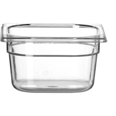 Kontejner GN 1/6 polykarbonát, HENDI, Profi Line, GN 1/6, 1,6L, Průhledná, 176x162x(H)100mm