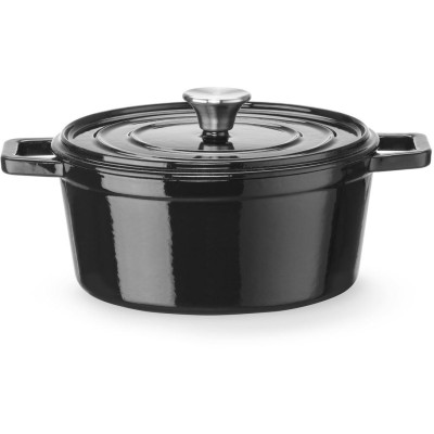 Litinový kastrol smaltovaný, HENDI, 3,7L, Černá, 317x240x(H)105mm
