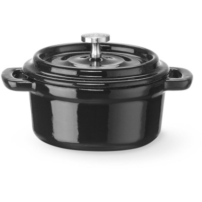 Litinový kastrol smaltovaný, HENDI, 0,27L, Černá, 130x100x(H)48mm
