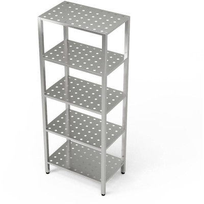 Nerezový perforovaný regál s 5 policemi 120x70x200 cm | FORGAST