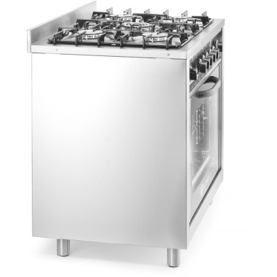 Plynový sporák - 5 hořáků s elektrickou troubou, HENDI, Kitchen Line, Stříbrná, 230V/2900W, 14,3kW, 900x653x(H)900mm