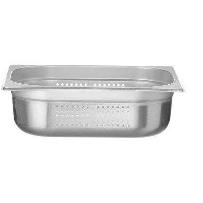GN 1/2 kontejner, perforovaný, HENDI, Profi Line PLUS, GN 1/2, 6,5L, Stříbrná, 325x265x(H)100mm