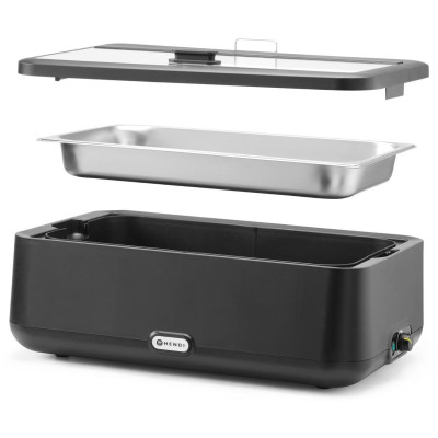Chafing dish UNIQ, analogové ovládání, HENDI, GN 1/1, Černá, 230V/700W, 627x398x(H)248mm