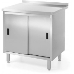 Pracovní stůl se skříňkou, posuvná dvířka – svařovaný, 800x600x(H)850mm