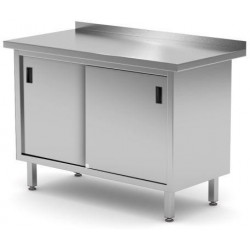 Pracovní stůl se skříňkou, posuvná dvířka – svařovaný, 1200x600x(H)850mm