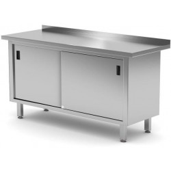 Pracovní stůl se skříňkou, posuvná dvířka – svařovaný, 1600x600x(H)850mm