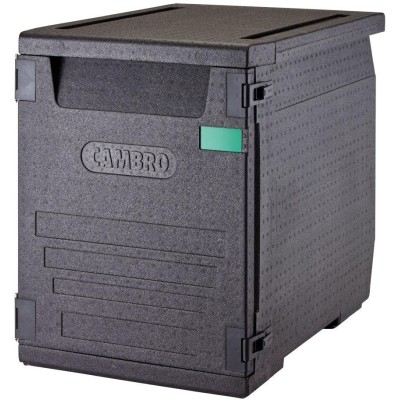 Termoizolační box Cam GoBox® s předním plněním pro nádoby 600x400 mm, s 9 vestavěnými drážkami, 126 l, s 9 drážkami, 126L, Černá